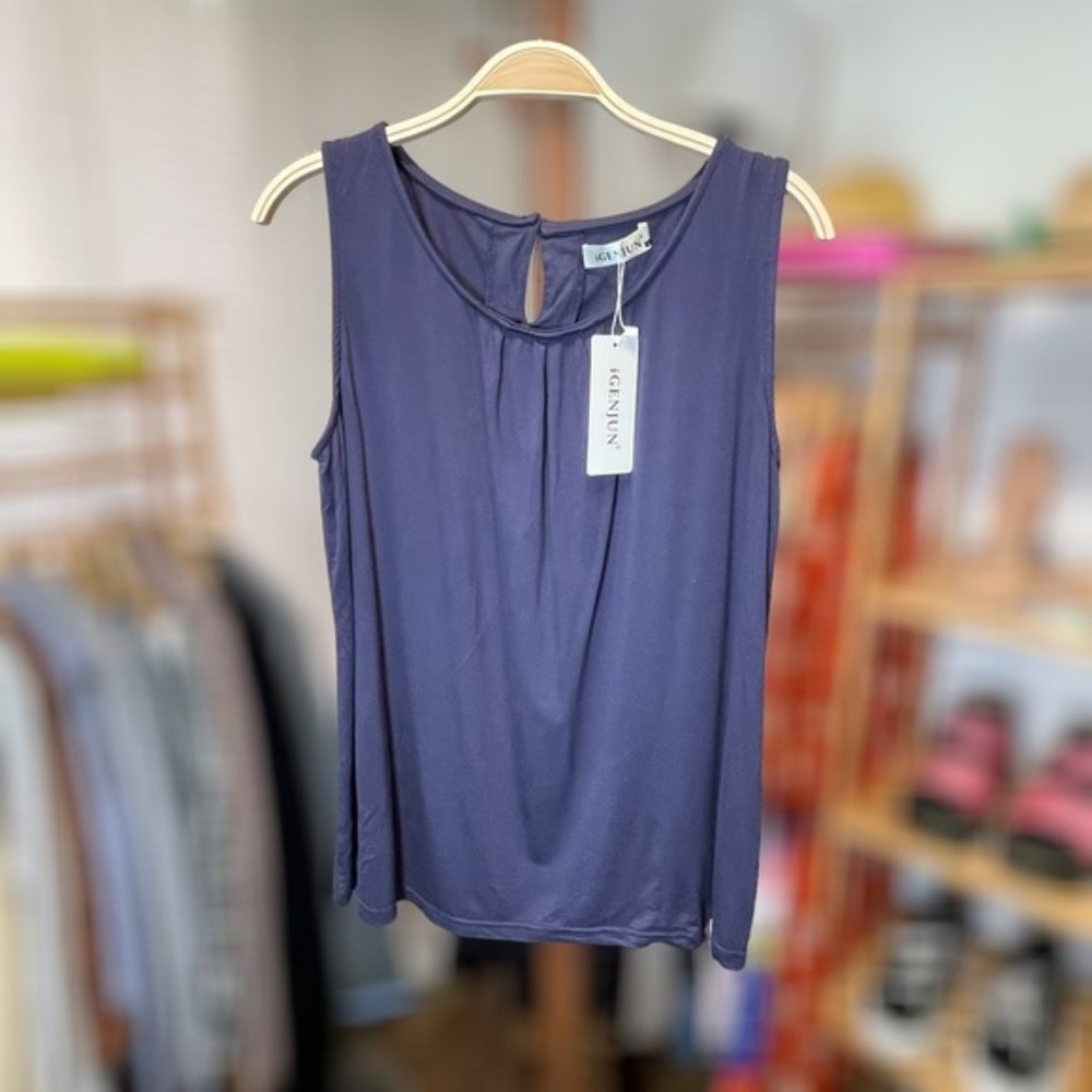NWT ~ iGENJUN ~ Blue Sleeveless Top ~ Size L